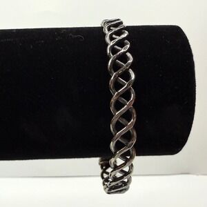 Twisted Woven Wire Cuff Bangle Bracelet Silver Tone Open End Fashion Jewelry